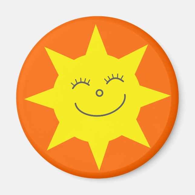 Cute Cartoon Sun Happy Face Orange Custom Magnet (Front)