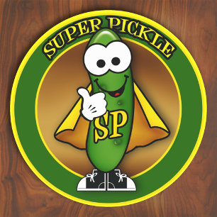 Cute Cartoon Super Pickle Classic Round Sticker