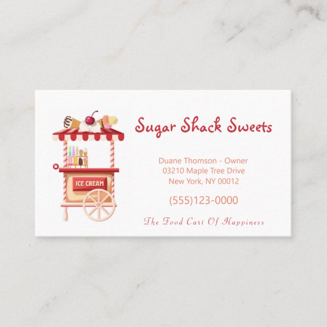 Cute Cartoon Sweets Ice Cream Food Truck Business  Business Card (Front)