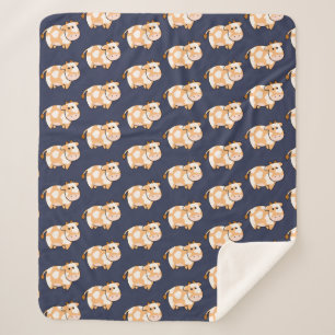 Cute Cartoon Tan Spotted Cow Pattern Sherpa Blanket