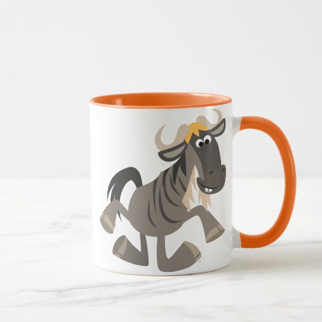 Cute Cartoon Tap Dancing Wildebeest Mug (Right)