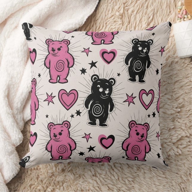 Cute Cartoon Teddy Bear Pattern Cushion (Blanket)