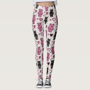 Cute Cartoon Teddy Bear Pattern Leggings