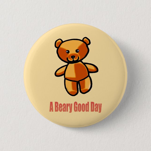 Cute Cartoon Teddy Bear Pun Illustration 6 Cm Round Badge (Front)
