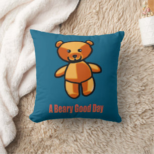Cute Cartoon Teddy Bear Pun Illustration Cushion