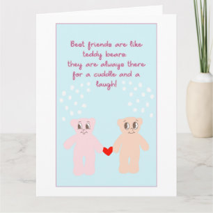 Cute Cartoon Teddy Bears Bestie Quote Galentine  Card