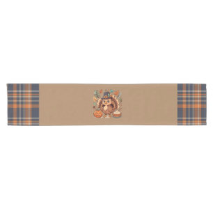 Cute Cartoon Thanksgiving turkey and pumpkin Short Table Runner