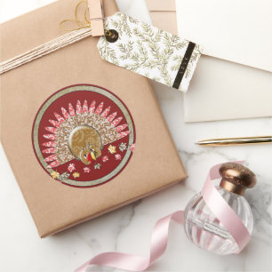 Cute Cartoon Thanksgiving Turkey Classic Round Sticker