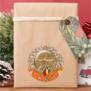 Cute Cartoon Thanksgiving Turkey Classic Round Sticker