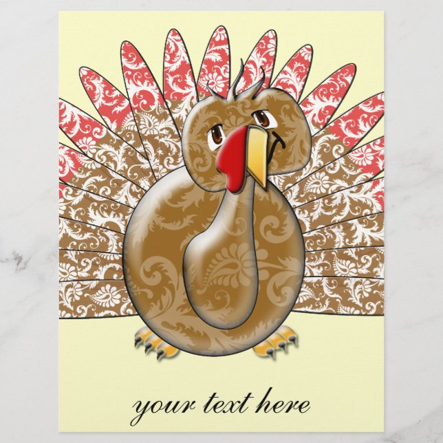 Cute Cartoon Thanksgiving Turkey Flyer (Front)