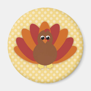 Cute Cartoon Thanksgiving Turkey Magnet