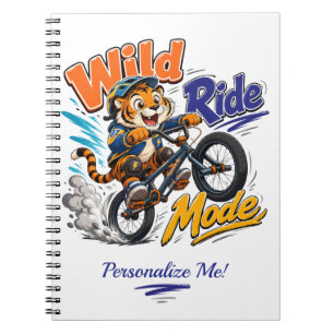 Cute Cartoon Tiger BMX Bike Kids Personalised Notebook