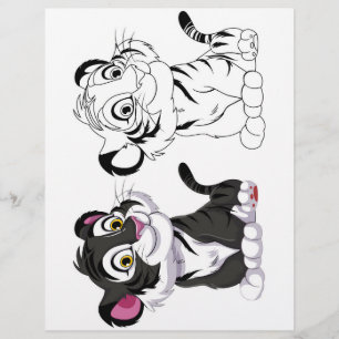 Cute Cartoon tiger colouring page