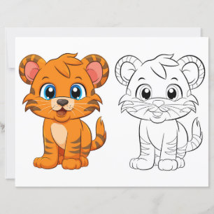 Cute Cartoon tiger colouring page