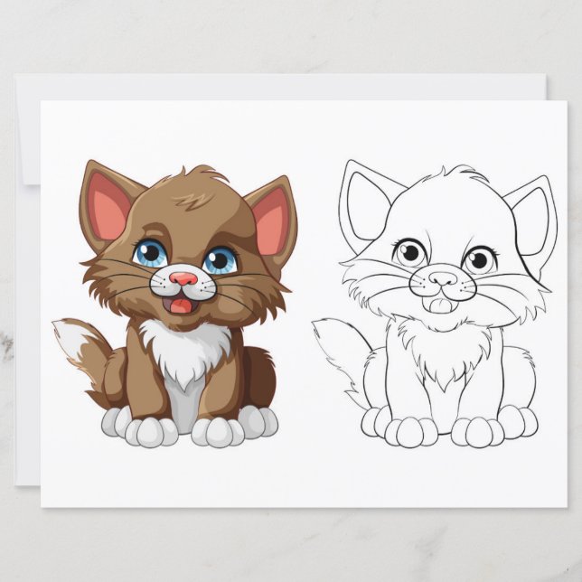 Cute Cartoon tiger colouring page (Front)