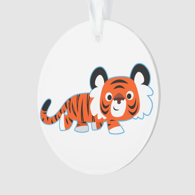 Cute Cartoon Tiger on The Prowl Acrylic Ornament (Front)