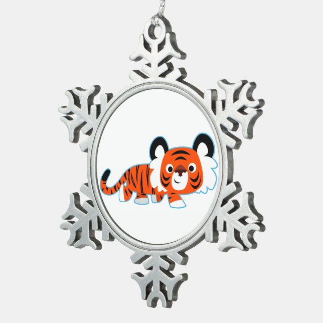 Cute Cartoon Tiger on The Prowl Pewter Ornament (Right)