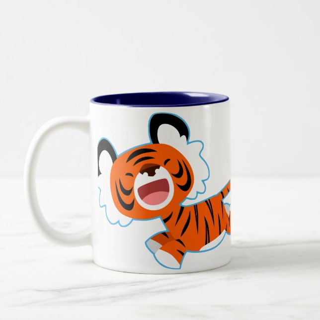 Cute Cartoon Tiger On The Run Mug (Left)