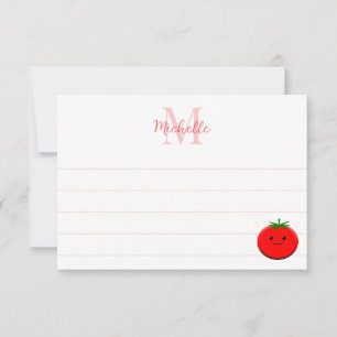 Cute Cartoon Tomato Custom Lined Monogram Card