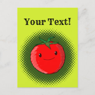 Cute Cartoon Tomato Drawing Postcard