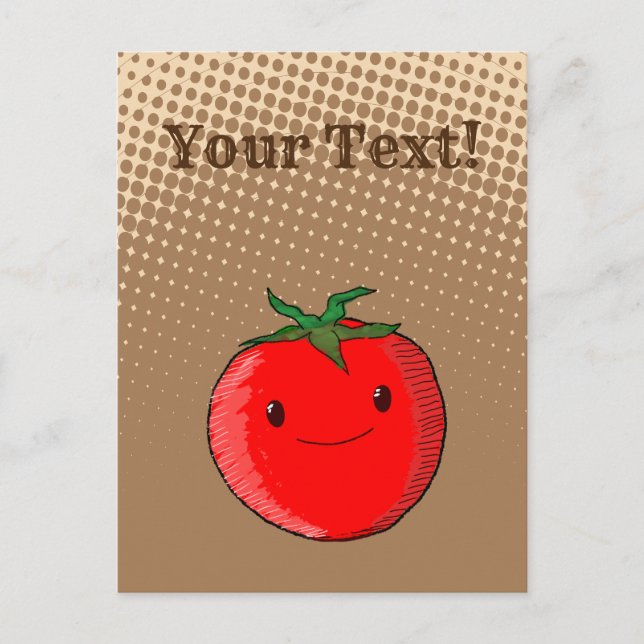 Cute Cartoon Tomato Drawing With Sepia Gradient  Postcard (Front)
