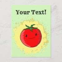 Cute Cartoon Tomato Green Paint Splash