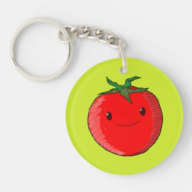 Cute Cartoon Tomato Key Ring (Front)