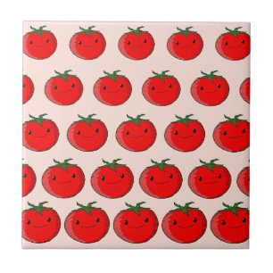 Cute Cartoon Tomato Pattern Decorative Individual  Ceramic Tile