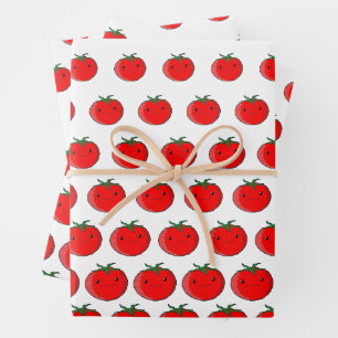 Cute Cartoon Tomato Pattern Wrapping Paper Sheet