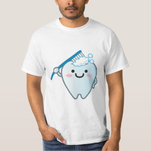 Cute Cartoon Tooth Brushing with Toothbrush T-Shirt