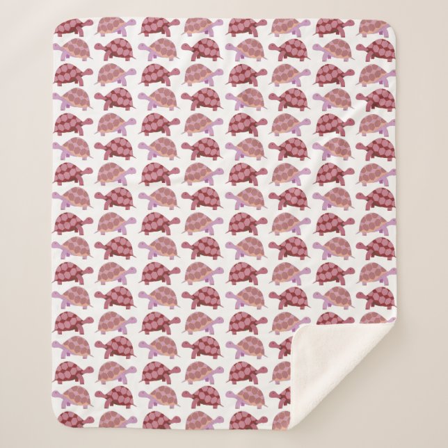 Cute Cartoon Tortoise Pattern Sherpa Blanket (Front)