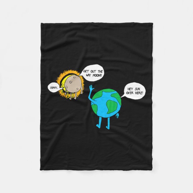 Cute Cartoon Total Solar Eclipse April Fleece Blanket (Front)