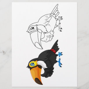 Cute Cartoon toucan colouring page