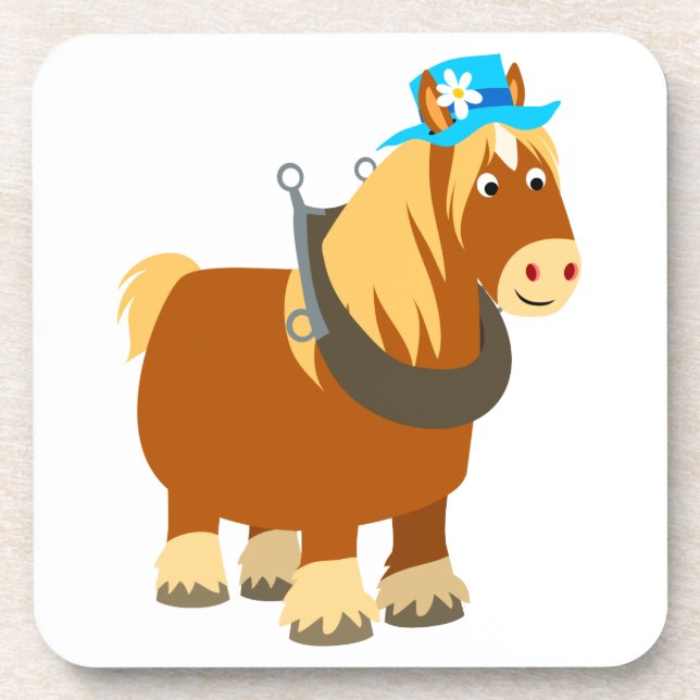 Cute Cartoon Trait Breton Horse Coasters Set (Front)