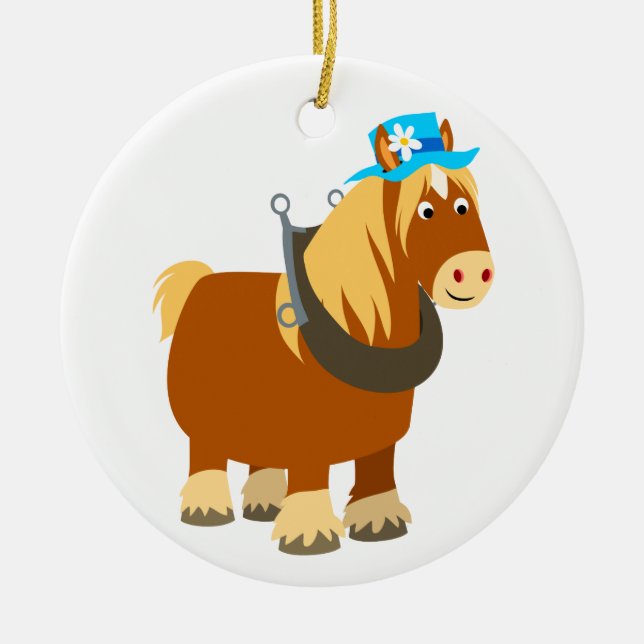 Cute Cartoon Trait Breton Horse Ornament (Front)