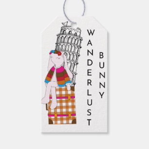 Cute Cartoon Travel Bunny Italy Vacation Gift Tags