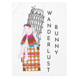 Cute Cartoon Travel Bunny Italy Vacation Tablecloth