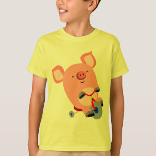 Cute Cartoon Tricycle Pig Children T-Shirt