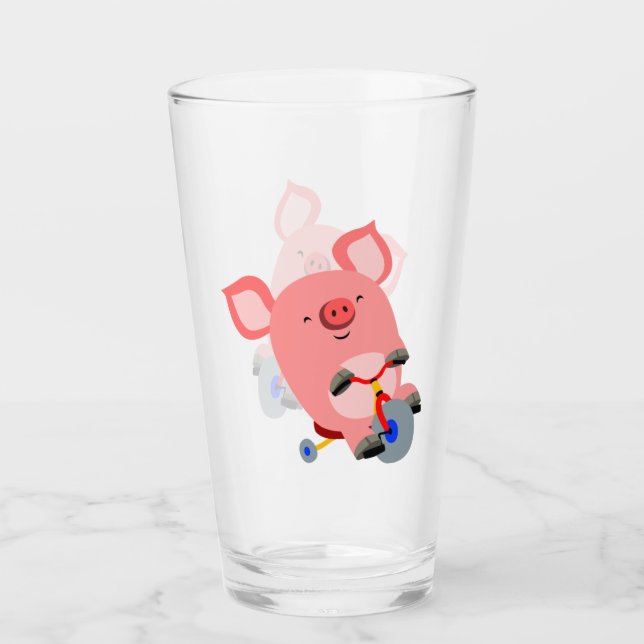 Cute Cartoon Tricycle Pig Tumbler (Front)