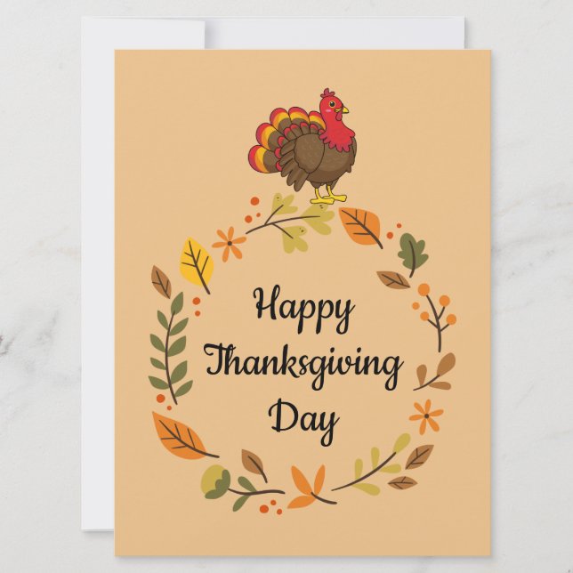 Cute Cartoon Turkey Card (Front)
