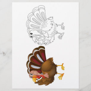 Cute Cartoon turkey colouring page