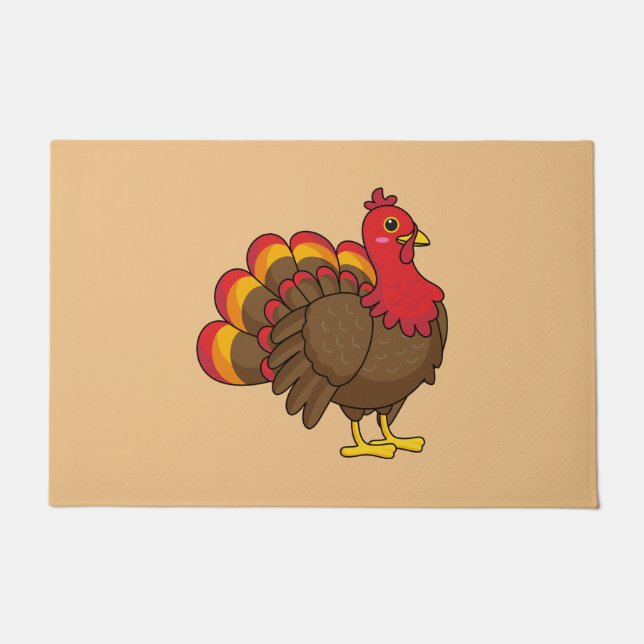 Cute Cartoon Turkey Doormat (Front)
