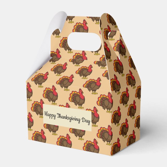 Cute Cartoon Turkey Favour Box (Front Side)