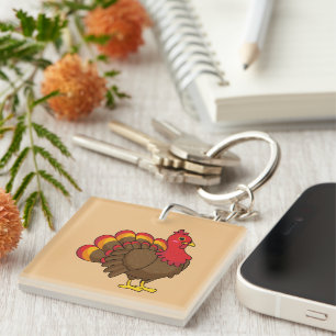 Cute Cartoon Turkey Key Ring