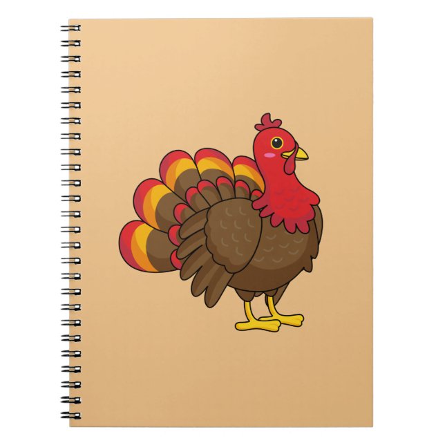 Cute Cartoon Turkey Notebook (Front)