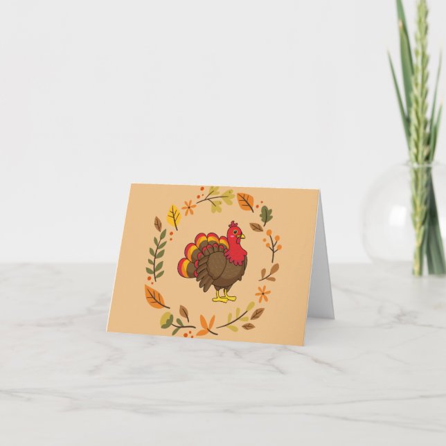Cute Cartoon Turkey | Personalise  Card (Front)