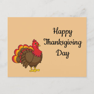 Cute Cartoon Turkey   Personalise Holiday Postcard