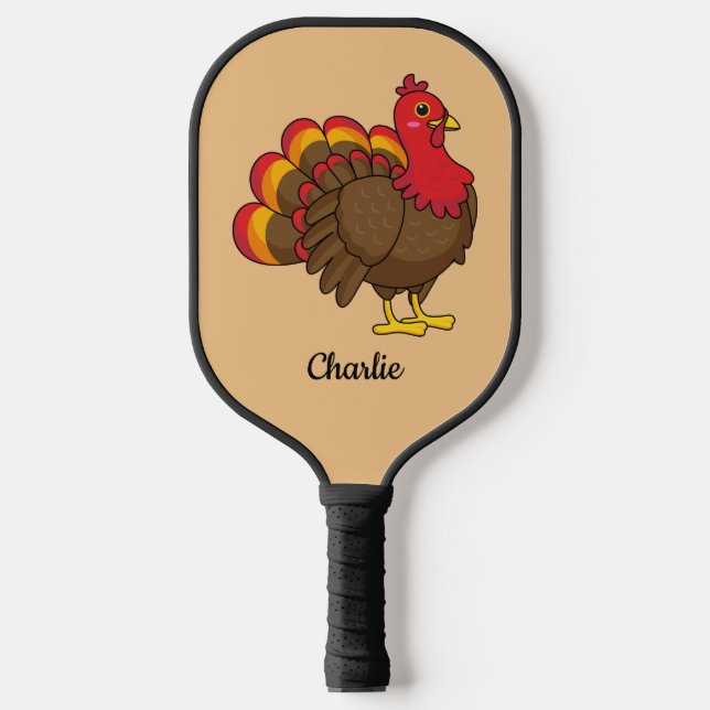 Cute Cartoon Turkey | Personalise Pickleball Paddle (Front)