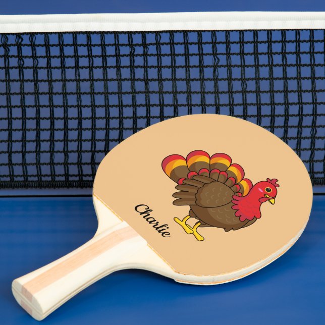 Cute Cartoon Turkey | Personalise Ping Pong Paddle (Insitu)