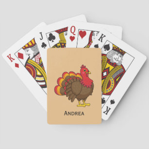 Cute Cartoon Turkey   Personalise Playing Cards